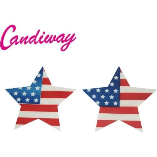 Candiway USA Flag Star Shape Disposable Self Adhensive Nipple Stickers Covers Breast Erotic Lingerie Accessories For Women 1Pair