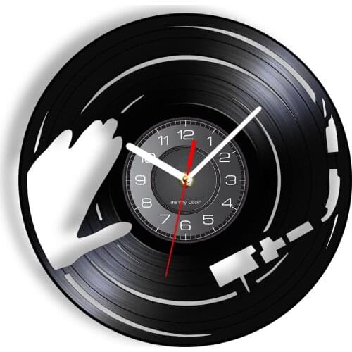 DJ Drop The Beat Wall Clock with LED Backlight Music Player Gramophone Vinyl Record Wall Watch Unique Music Retro Gift For DJ