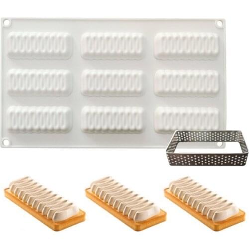 Baking Molds 9 Holes Wave Shape Tart Cake Decorating Tools Dessert Silicone Pastry Mold For Mould Mousse Chocolate Pan