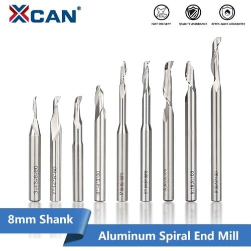 XCAN HSS Milling Cutter 8mm Shank Engraving Bit for Aluminum Window Cutting Single Flute End Mill CNC Aluminum Router Bit