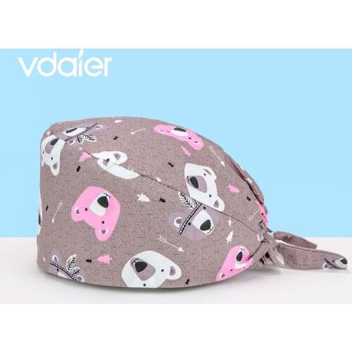 Cotton printing Surgicals caps adjustable work cap nursing accessories Tieback Elastic beauty salon work hat nurse scrubs cap