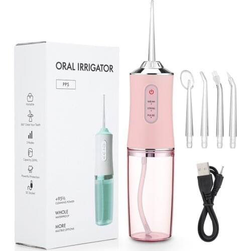 Dental Water Flosser Oral Irrigator Water Jet Toothpick 1400rpm 3 Modes Teeth Cleaner 220ml Portable Oral Hygiene Teeth Cleaner
