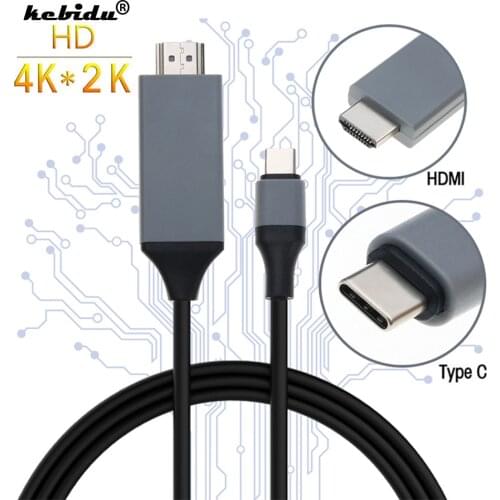 Kebidu 4K HDMI-compatible Cable Type C to HDMI Male to Male USB 3.1 30Hz HD Extend Converter Adapter for Macbook for Samsung