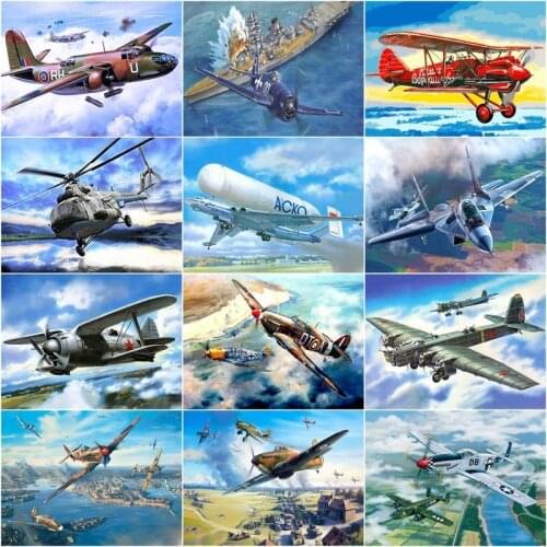 GATYZTORY 40x50cm Painting By Numbers Fighter Plane Drawing On Canvas Handpainted Painting Wall Art For Children Gift Home Decor