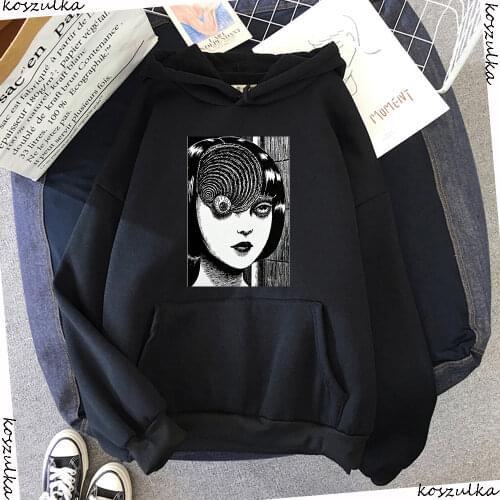 Classical Japan Junji Ito Streetwear Horrifying Anime Hoodie Comfortable Sweatshirt Casual Plus Size Hoodies Women Harajuku Top
