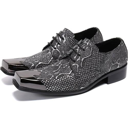 Classic fashion retro gents italian oxford shoes for men genuine leather metal square toe dress wedding formal loafers man 2020