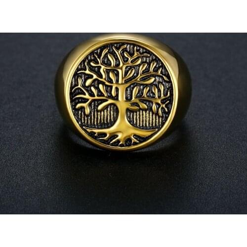 Stainless Steel Tree of Life Ring Classic Viking Man Rings Amulet Nordic Jewelry