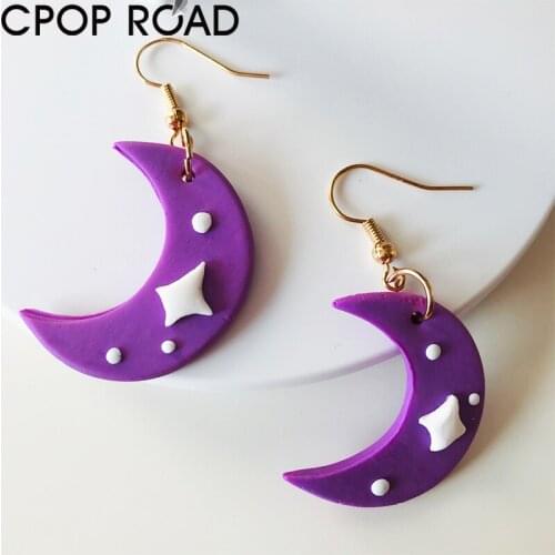 Creative Moon Cloud Polymeric Clay Earrings for Women Cute Elegant Handmade Soft Clay Earrings Fashion Jewelry Accessories Gift