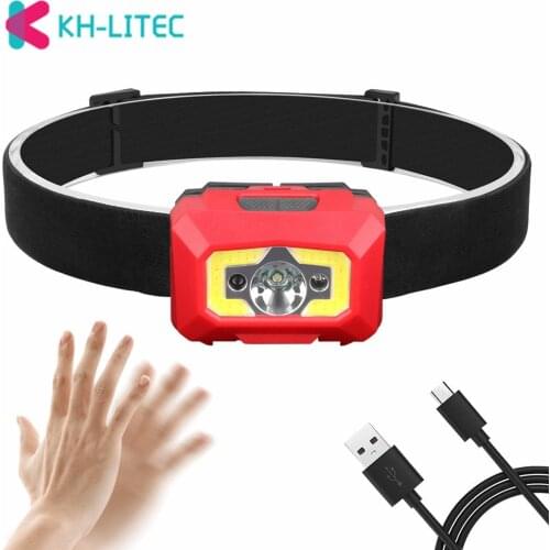 Multi-function Motion Sensor Headlights High/low Beam 2-in-1 USB Charging 5 Modes Waterproof Flashlight Fishing Hiking HeadLamp