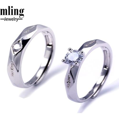 Fashion Lovers Rings Silver Her King His Queen Couple Ring Engagement Ring Jewelry Anniversary Valentines Day Gift bague homme