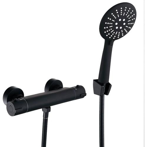 Black Shower Faucet Set Bathroom Copper Bathroom Set with Hand Shower Head Bathtub Mixer for Cold and Hot Europe style