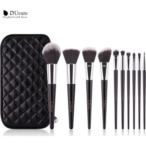 DUcare 10pcs Makeup Brushes Set Foundation Powder Blush Eyeshadow Kabuki Blending Make up Brush Cosmetic Beauty Tool With Bag