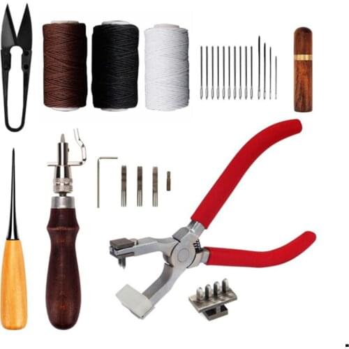 9pcs/set Professional Leather Craft Tools Kit Home Hand Sewing Stitching Punch Carving Work Saddle Leathercraft Accessories
