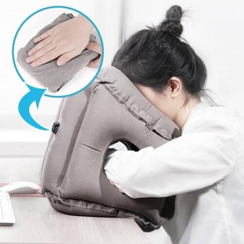Inflatable Travel Sleeping Bag Portable Cushion Neck Pillow for Men Women Outdoor Airplane Flight Train Sleeping Easy Dropship