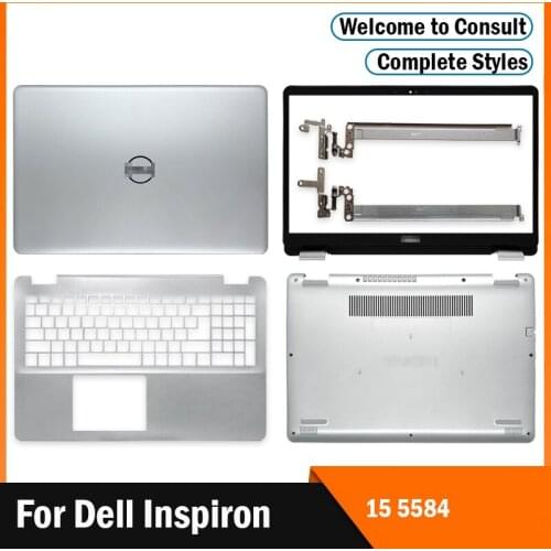 New Laptop For Dell Inspiron 15 5584 LCD Back Cover/Front Bezel/Hinges/Palmrest/Bottom Case Rear Lid Top Back Cover Silver