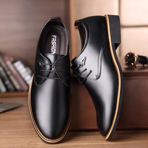 2019 NEW Spring&Atumn EUR38-44 Business casual mens shoes Genuine leather 2 colors black and brown