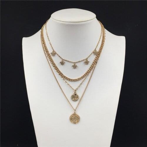 Girly Gold Color Plating Round Butterfly Charm Layered Necklace For Women Girl Elegant Casual Trendy Gorgeous Jewelry Accessory