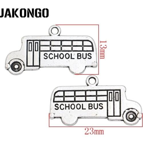 20PCS Antique Silver Plated School Bus Charms Pendants for Jewelry Making Bracelet Accessories DIY Handmade 23x13mm