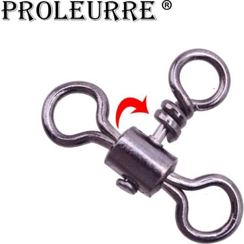 Proleurre 10pcs/lot 3-way Swivels Fishing Swivels Rolling Swivels Sea Fishing Accessories Tackle Connector Rolling Swivels