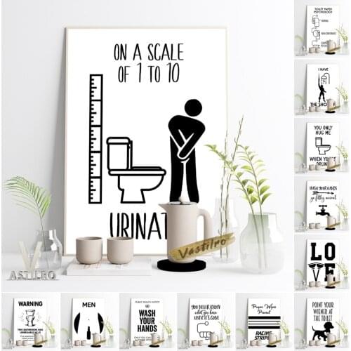 Humor Funny Toilet Sign Creative Prints Poster Spoof Restroom Modern Minimalist Wall Stickers Bathroom Housewarming Gift Decor