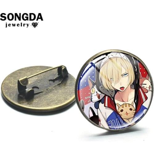 SONGDA Cool Yuri Plisetsky Anime Figure Lapel Pin Button Cosplay Badges YURI!!! on ICE Brooches Collection for Backpacks Clothes
