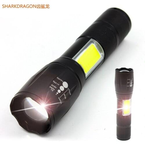 Super bright LED Flashlight With COB Side Light 4 Lighting modes Waterproof LED Torch For camping, adventure,Night Riding