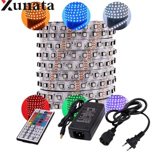 3535 RGB LED Strip 12V 60LEDs/m 120LEDs/m Luces Waterproof Ribbon Tape Lamp Strip Led Strip Light With 44Key Remote+Power 5m/lot