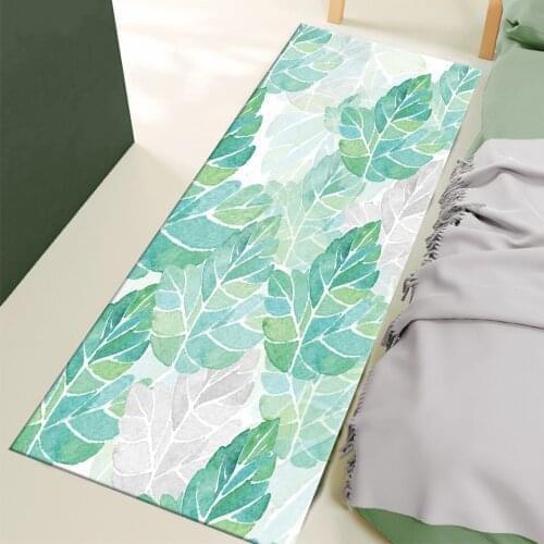 Fresh Leaves Bedside Mat For Girl Room Flannel Non-slip Long Kitchen Rugs Set Doormat Entrance Door Hallway Rug Decor