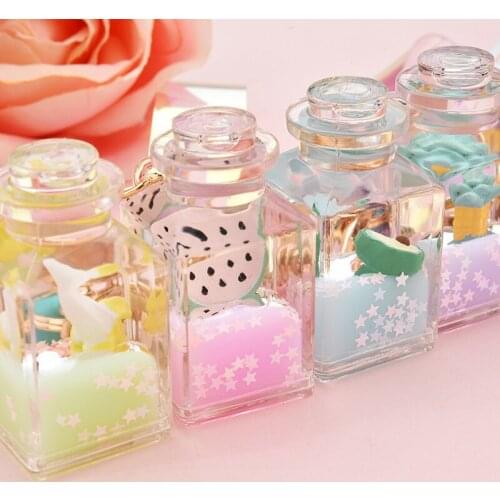 Creative Fashion New Fruit Quicksand Sequin Keychain Cute Personality Trend Into The Oil Charm Keychain Girl Bag Car Keychain