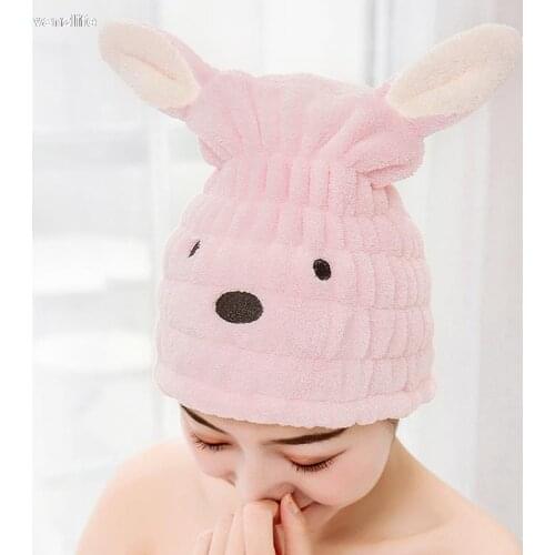 Cartoon animals rub hair dry towel hair cap quick-drying hooded towel female lovely shower cap thicker super absorbent