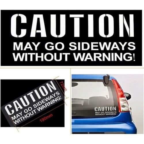 Vinyl Caution May Go Sideways Without Warning! Sticker Decals for Window 19x7.2cm