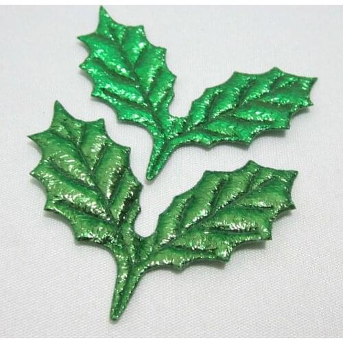 50PCS Embossed Green leaves Scrapbook Applique Making children Hair Clip Accessories DIY Craft Supplies SA245