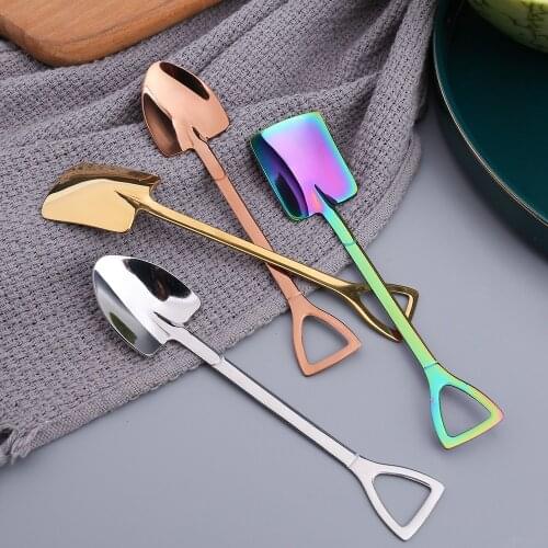 4 PCS Stainless Steel Spoon Coffee Cake Ice Cream Scoop Creative Spoon Cutlery Set Pointed Square Head Creative Retro Shovel