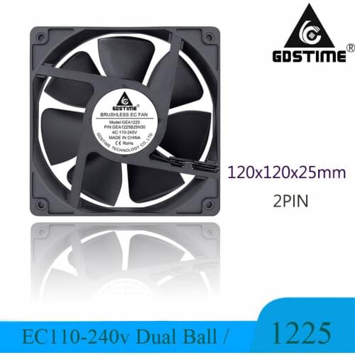 10 PCS lot 12cm 12025 120mm x 25mm 2Pin EC Brushless Cooling Fan AC 110V 115V 120V 220V 240V Cooler Ventilation Fans