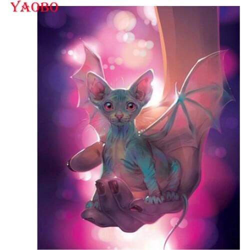 5D DIY Diamond Painting Sphynx Cat Full Drill Square round Diamond Mosaic animal Diamond Embroidery Cross Stitch Decoration Home