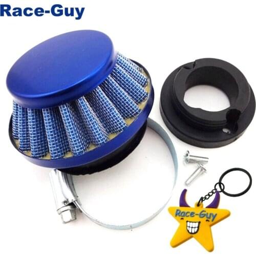 Aluminum Blue Racing 44mm Air Filter + Air Filter Stack Adapter For 2 Stroke Mini Moto Kids ATV Dirt Pocket Bike Go Kart 47cc 49