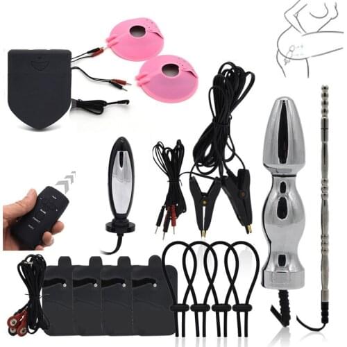 Wireless Control Anal Plug Penis Stimulator Ring Urethral Plug Sex Toys Electric Shock Medical Themed Adult Games Sex Toys