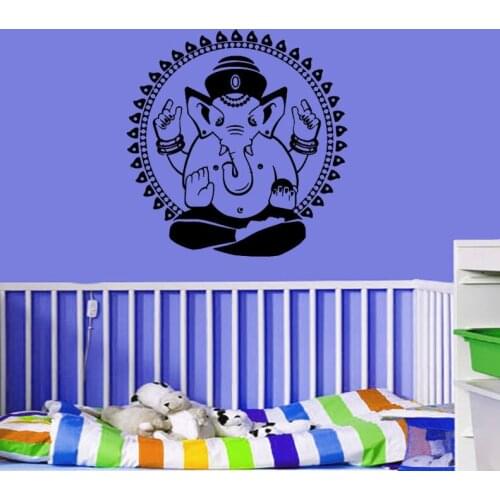 Free Shipping Indian Pattern Ganesha Elephant Wall Sticker Home Vinyl Wall Sticker Livingroom Art Decor Wall Mural Y-516