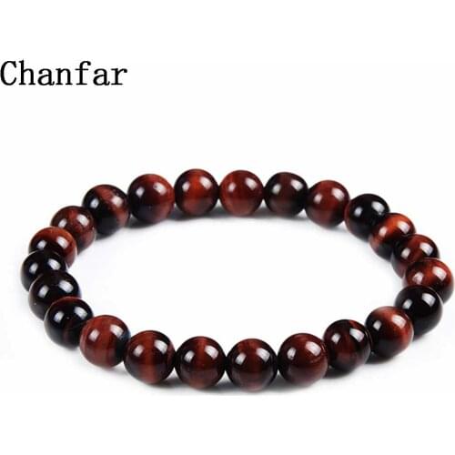 Chanfar 8mm Natural Stone Bracelet Lava Tiger Eye Buddha Bracelets Stretch Yoga Bracelet Women Men