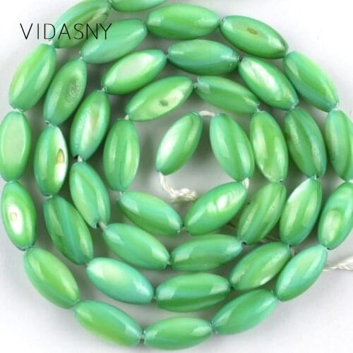 Wholesale 5*10mm Natural Green Mop Shell Beads For Jewelry Making Spacer Loose Stone Beads Fit For Necklace Bracelet 15" Strand