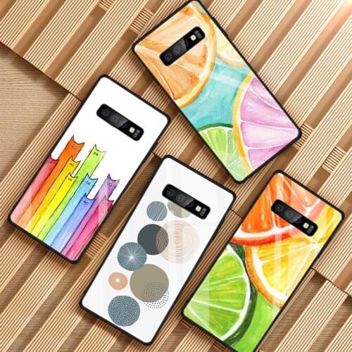Watercolor pattern Tempered Glass Phone Case For Samsung Galaxy S8 S9 S10 S20 PLUS J6 J8 2018 NOTE 8 9 10 Cover Shell