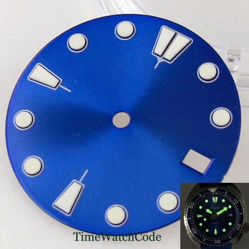 28.5mm watch dial spare parts fit for NH35A NH35 automatic movement green lume watch face replacement