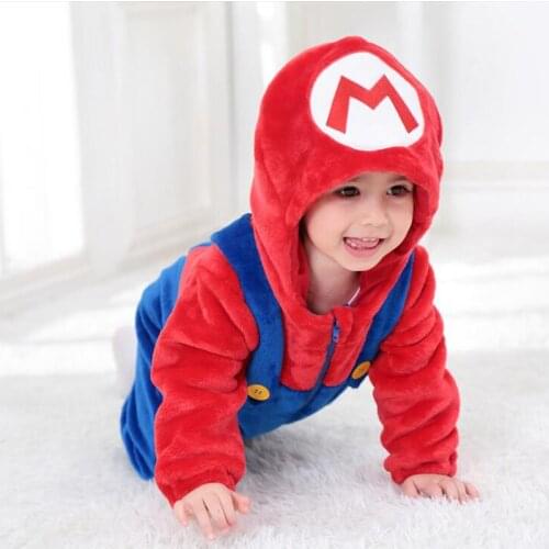 Baby Super Luigi Brothers Kigurumi Newborn Infant Romper Animal Onesie Cosplay Costume Outfit Hooded Jumpsuit Winter Spring Suit