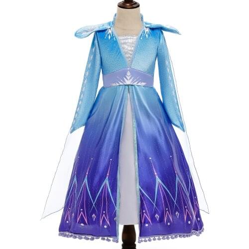 3-10Years Girls Snow Queen Costume Kids Children Fancy Disguise Fairy Tale Princess Costume Children Birthday Party Frocks