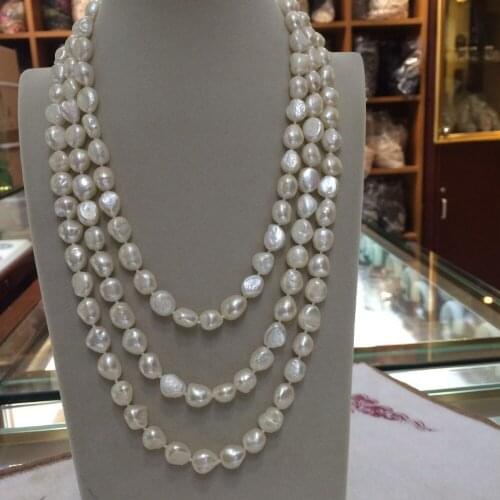 Natural freshwater pearls irregular shaped baroque 9-10MM necklaces White Pink Purple multicolor long sweater chain 60 "