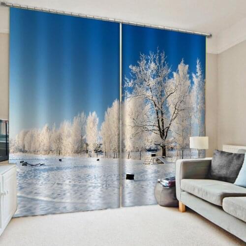 Photo nature scenery snow curtains Bedroom living room windproof thickening blackout fabric 3d stereoscopic curtains