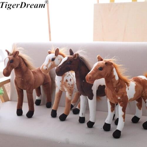 30-60cm Simulation Horse Plush Toys Cute Stuffed Animal Zebra Doll Soft Realistic Horse Toy Kids Birthday Gift Home Decoration