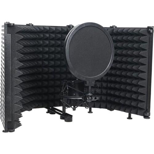 Microphone Isolation Shield Sound Absorbing Foam Wind Screen Shield Shockproof Mount for Studio Booth