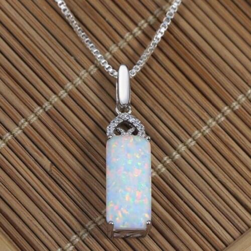 JZP0077 2021 New Colorful White Opal Simple Geometric Pendant Necklace Womens Jewelry Gifts