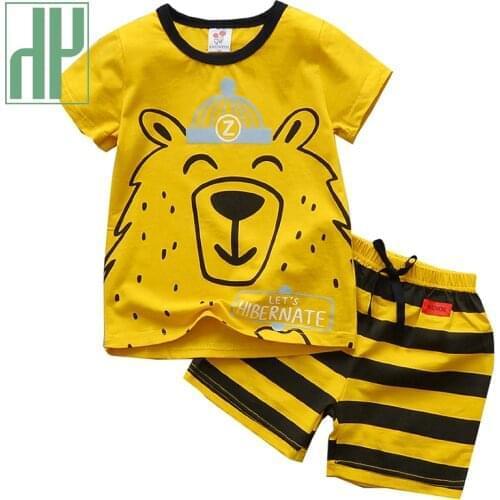 HH 2021 Summer Kids Clothing Sets Cartoon Animals Print T-shirt And Pants Childrens Clothing Girls Outfits Toddler Boys Clothes